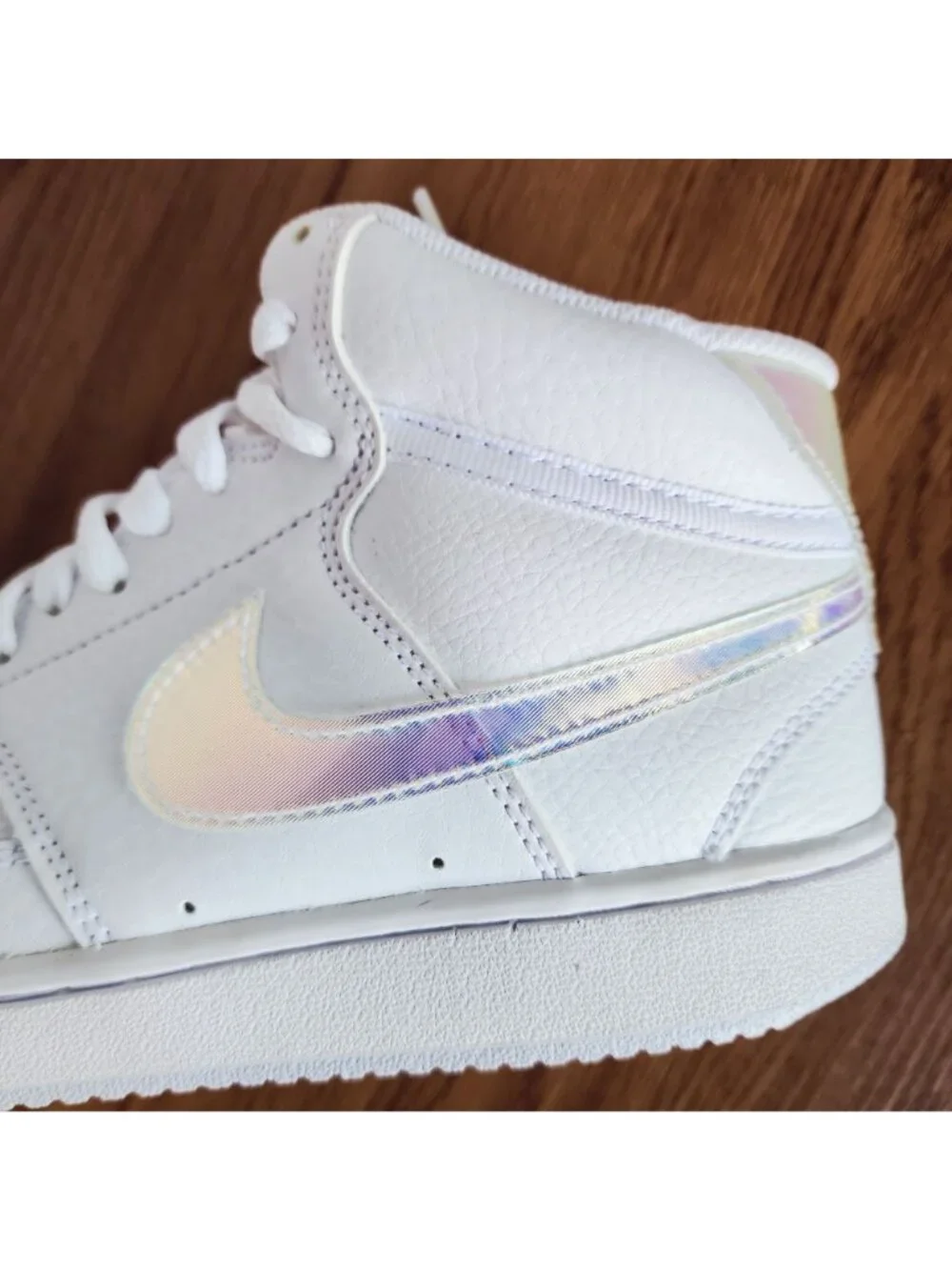❤️Nike Court Vision Mid Sz 6.5 Women's Shoes Sneaker White Iridescent FD0819-100